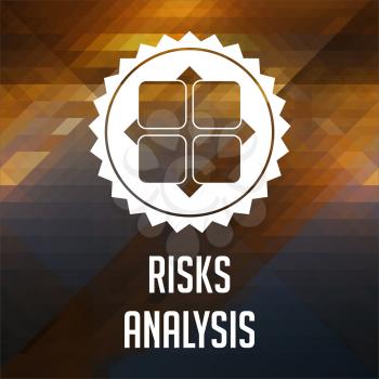 Risk Analysis Concept. Retro label design. Hipster background made of triangles, color flow effect.
