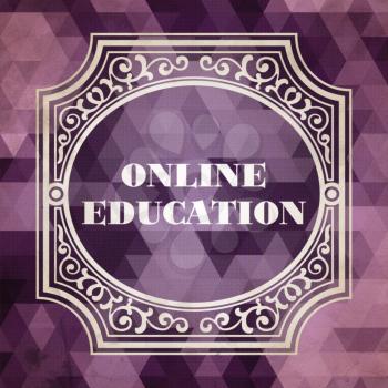 Online Education Concept. Vintage design. Purple Background made of Triangles.