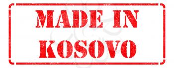 Made in Kosovo - Inscription on Red Rubber Stamp Isolated on White.