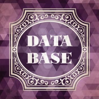 Data Base Concept. Vintage design. Purple Background made of Triangles.