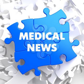 Medical News on Blue Puzzle on White Background.