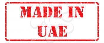 Made in UAE - inscription on Red Rubber Stamp Isolated on White.