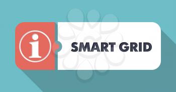 Smart Grid in Flat Design with Long Shadows on Turquoise Background.