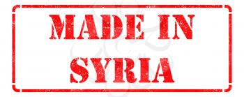 Made in Syria- inscription on Red Rubber Stamp Isolated on White.