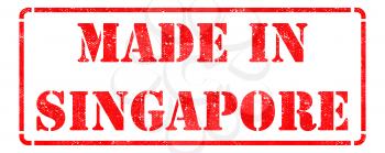 Made in Singapore - Inscription on Red Rubber Stamp Isolated on White.