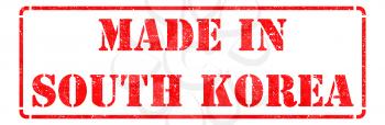 Made in South Korea - Red Rubber Stamp Isolated on White.