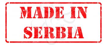 Made in Serbia  - Inscription on Red Rubber Stamp Isolated on White.