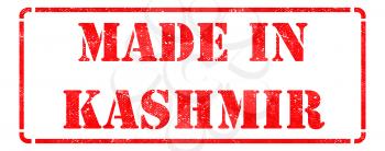 Made in Kashmir - Inscription on Red Rubber Stamp Isolated on White.