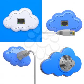 Cloud Computing Concepts - Set of 3D Illustrations.