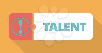 Talent Button in Flat Design with Long Shadows on Blue Background.