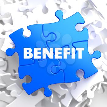 Benefit on Blue Puzzle on White Background.