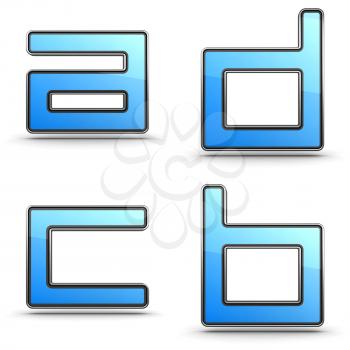Letters A, B C, D - Set of 3D Alphabet in Touchpad Style.