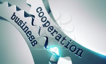 Business Cooperation Concept on the Mechanism of Metal Cogwheels.