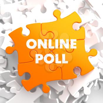 Online Poll on Orange Puzzle on White Background.