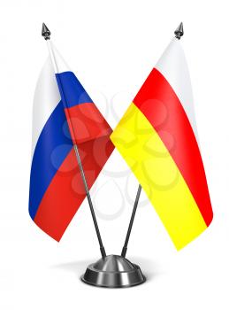 Russia and South Ossetia - Miniature Flags Isolated on White Background.