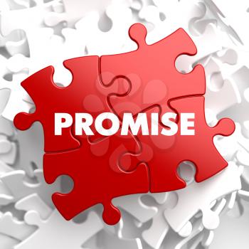 Promise on Red Puzzle on White Background.