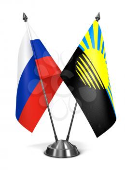 Russia and Donetsk - Miniature Flags Isolated on White Background.