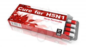 Cure for H5N1 - Red Open Blister Pack of Pills Isolated on White