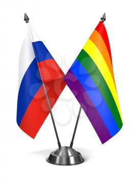 Russia and Gay - Miniature Flags Isolated on White Background.