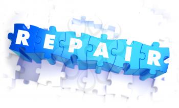 Repair - Word in Blue Color on Volume  Puzzle. 3D Illustration.