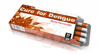 Cure for Dengue - Brown Open Blister Pack Tablets Isolated on White.