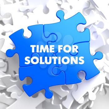 Time for Solutions on Blue Puzzle on White Background.