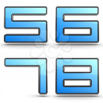 Digits 5,6,7,8 - Set of 3D Digits in Touchpad Style.