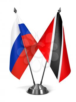 Russia, Trinidad and Tobago - Miniature Flags Isolated on White Background.