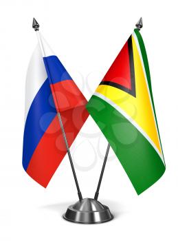 Royalty Free Clipart Image of Russia and Guyana Miniature Flags