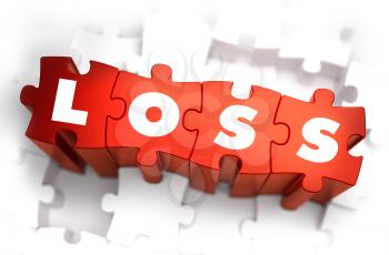 Royalty Free Clipart Image of Loss Text on Puzzle Pieces