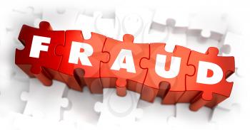 Royalty Free Clipart Image of Fraud Text on Puzzle Pieces