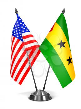 Royalty Free Clipart Image of USA, Sao Tome and Principe Miniature Flags
