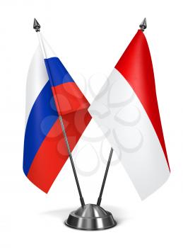 Royalty Free Clipart Image of Russia and Indonesia Miniature Flags