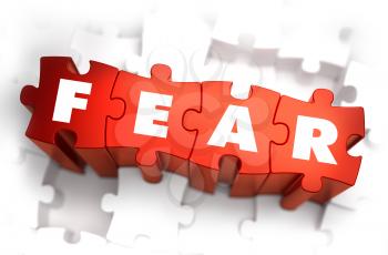 Royalty Free Clipart Image of Fear Text on Puzzle Pieces