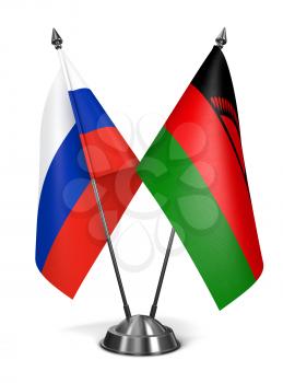 Royalty Free Clipart Image of Russia and Malawi Miniature Flags