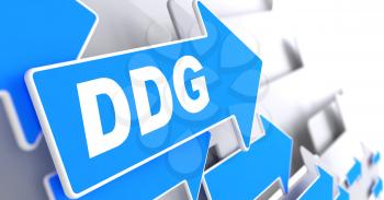 Royalty Free Clipart Image of  DDG Text on an arrow