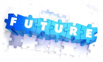 Royalty Free Clipart Image of Future Text on Puzzle Pieces