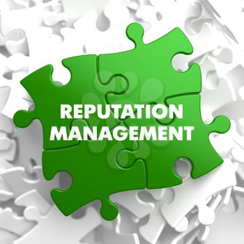 Reputation Management on Green Puzzle on White Background.