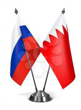 Russia and Bahrain - Miniature Flags Isolated on White Background.