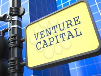 Venture Capital on Yellow Roadsign on Blue Urban.