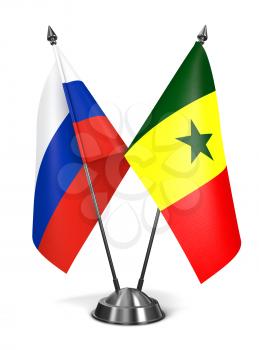 Russia and Senegal - Miniature Flags Isolated on White Background.