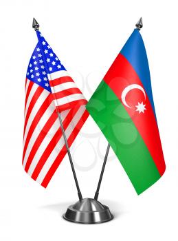 USA and Azerbaijan - Miniature Flags Isolated on White Background.