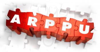 ARPPU - Average Revenue Per Paying User - Text on Red Puzzles with White Background. 3D Render.