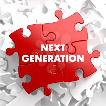 Next Generation on Red Puzzle on White Background.