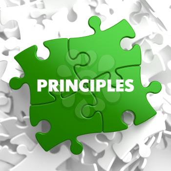  Principles on Green Puzzle on White Background.