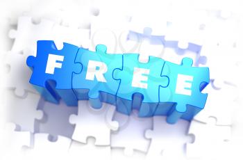 Free - White Word on Blue Puzzles on White Background. 3D Illustration.
