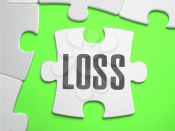 Loss - Jigsaw Puzzle with Missing Pieces. Bright Green Background. Close-up. 3d Illustration.
