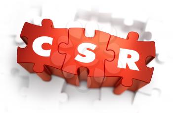 CRM - Customer Relationship Management - White Word on Red Puzzles on White Background. 3D Illustration.