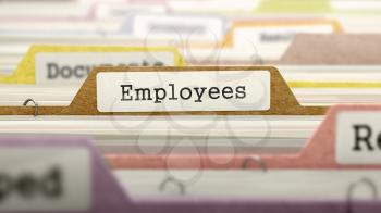 Employees Concept on File Label in Multicolor Card Index. Closeup View. Selective Focus. 