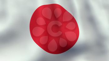 A 3D rendered still of a Japanese flag, waving and rippling in the wind. Also available as loopable animated version in my portfolio.